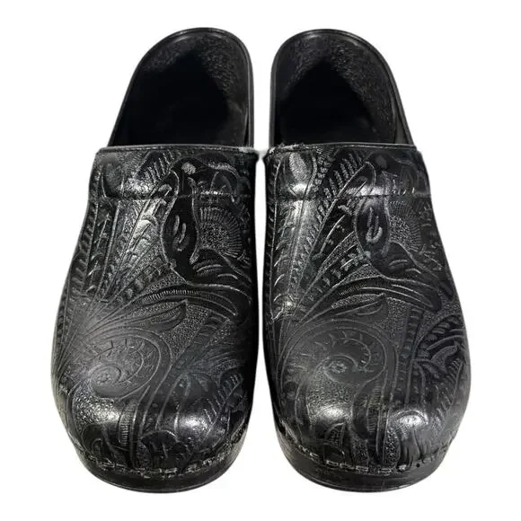 Dansko Professional Black Embossed Leather Clogs Women’s EU 39 US 8.5–9 - Picture 4 of 9